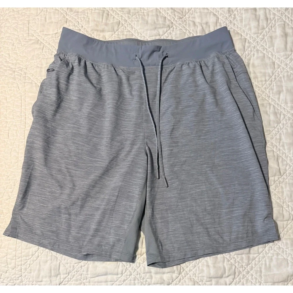Lululemon THE Linerless Short Men Large Grey Heathered Training Gym Athletic